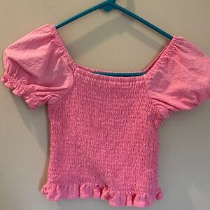 Cat & Jack Pink Smocked Puff Sleeve Blouse